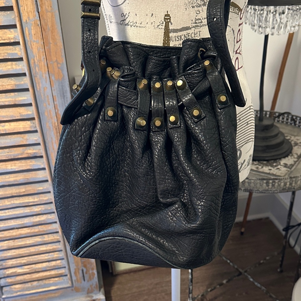 Alexander Wang Black Leather Drawstring Bag